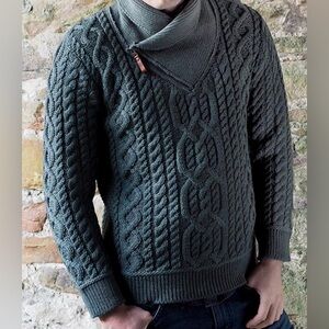 Aran Crafts Green Turtleneck Sweater